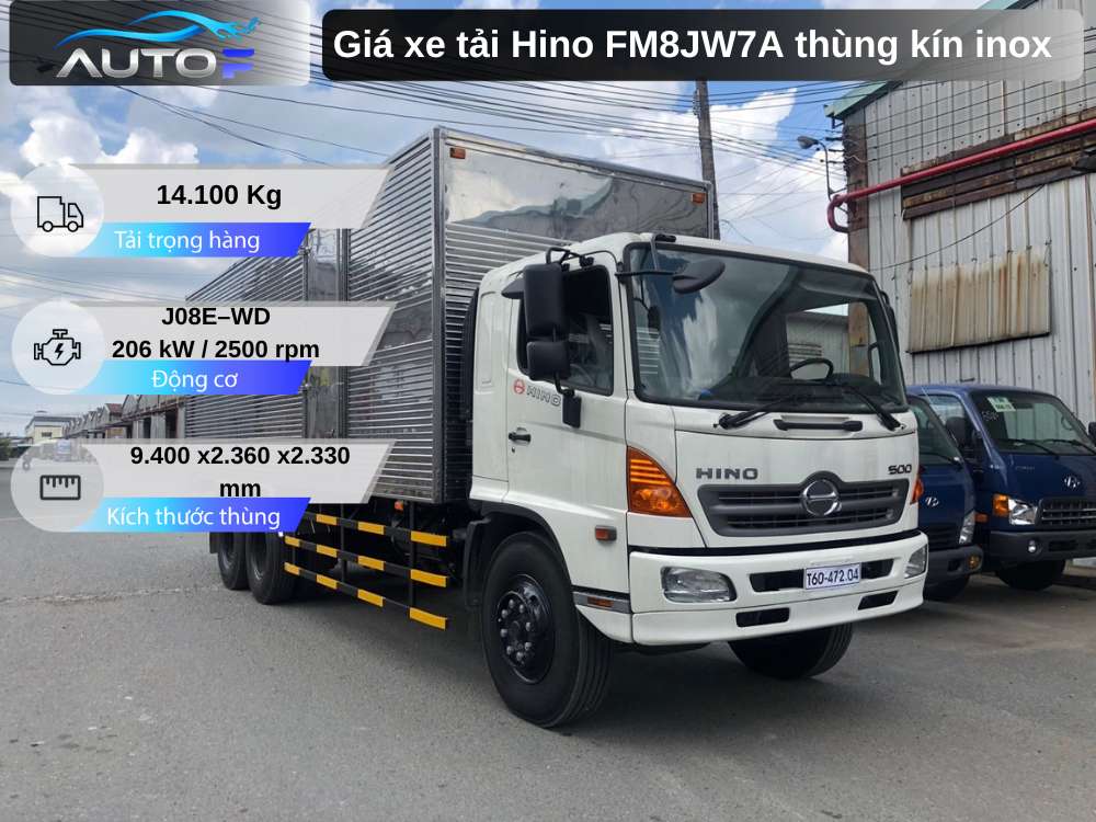 Giá xe tải Hino FM8JW7A (15t - 9.4m) thùng kín inox